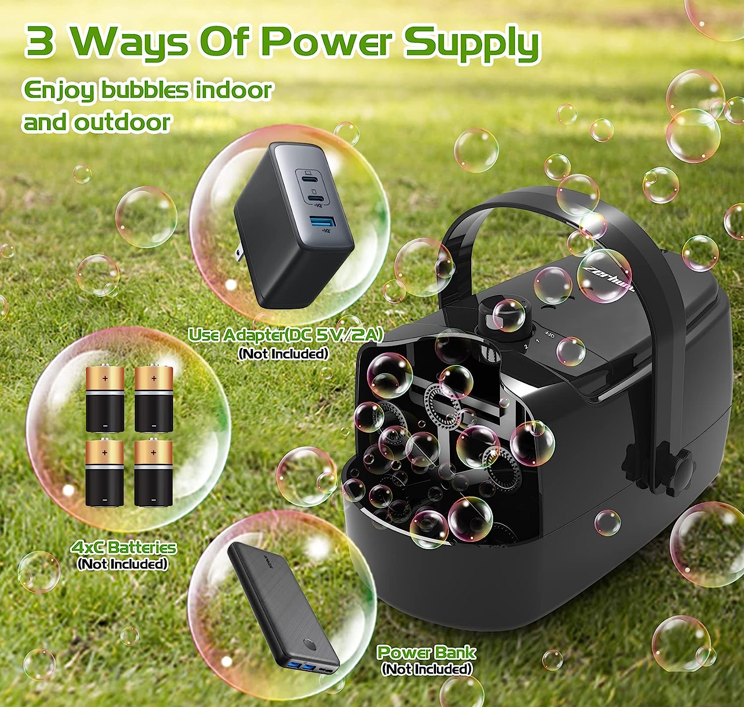 Bubble Machine Durable Automatic Bubble Blower BlackZerhunt