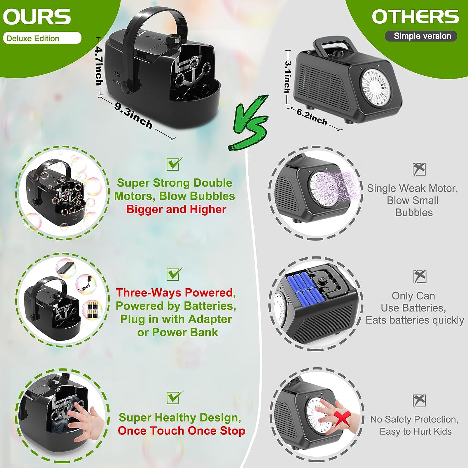 Bubble Machine Durable Automatic Bubble Blower BlackZerhunt