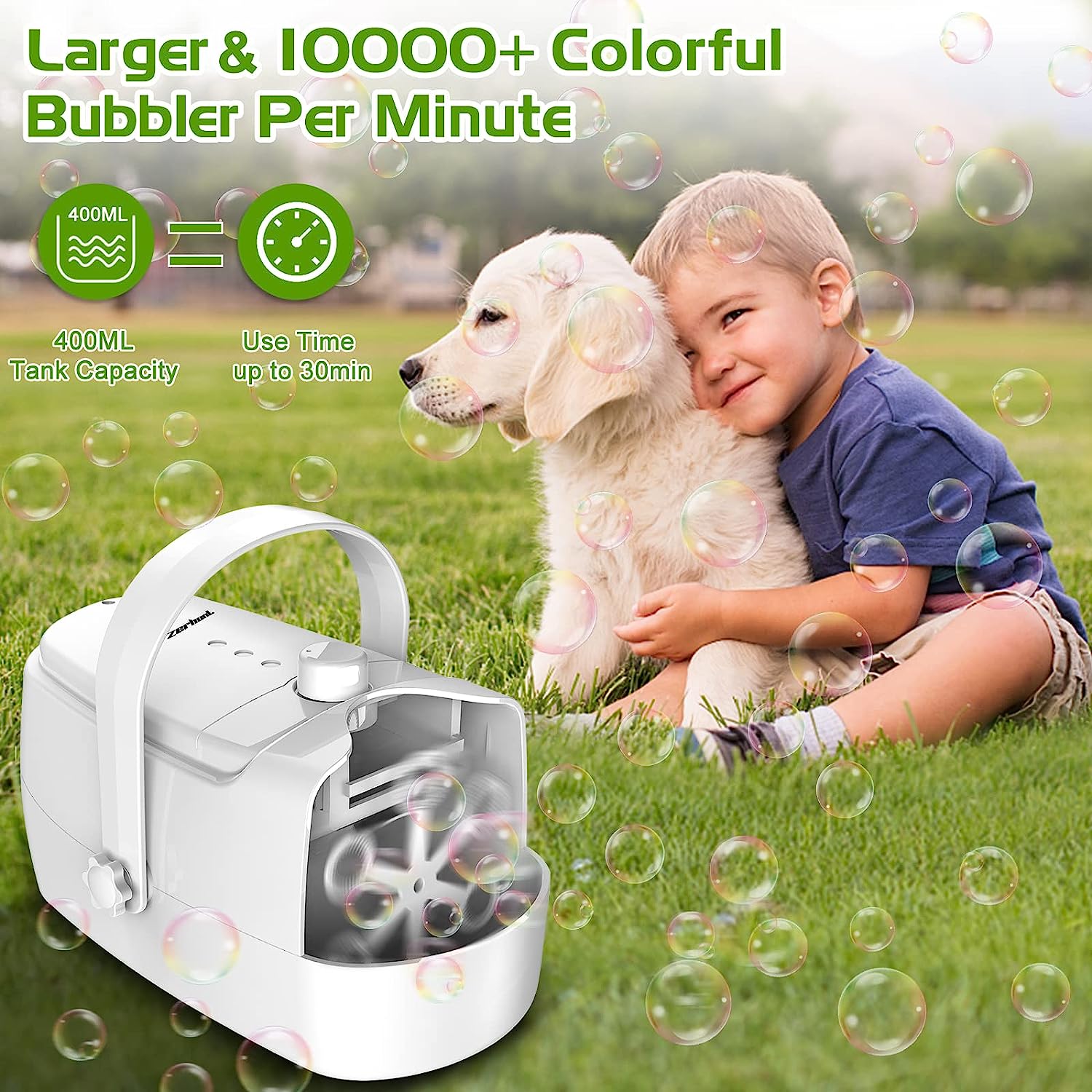 Bubble Machine Durable Automatic Bubble Blower WhiteZerhunt