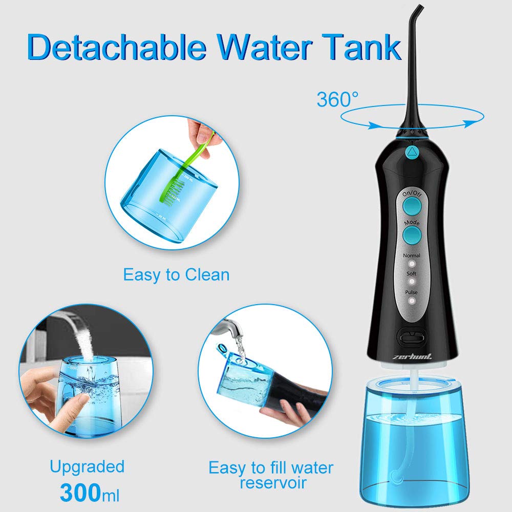 Cordless Water Flosser for Teeth (Black)Zerhunt