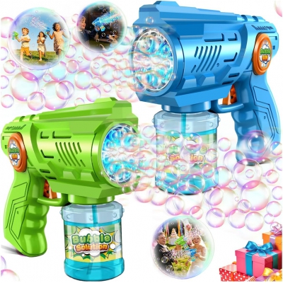 2-Pack Bubble Guns for Kids 4-8: Leak-Proof & Easy for Kids to Hold（Green）