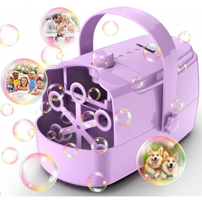 Bubble Machine Automatic Bubble Maker: Durable Bubble Blower 18000+ Big Bubbles Per Minute for Indoor Outdoor Wedding Birthday Party - Portable Bubble Machine for Kids Toddlers（Purple）