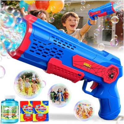 Bubble Gun Machine for Kids 3+: Leak-Proof & 10,000+ Bubbles/Min(Blue-red)